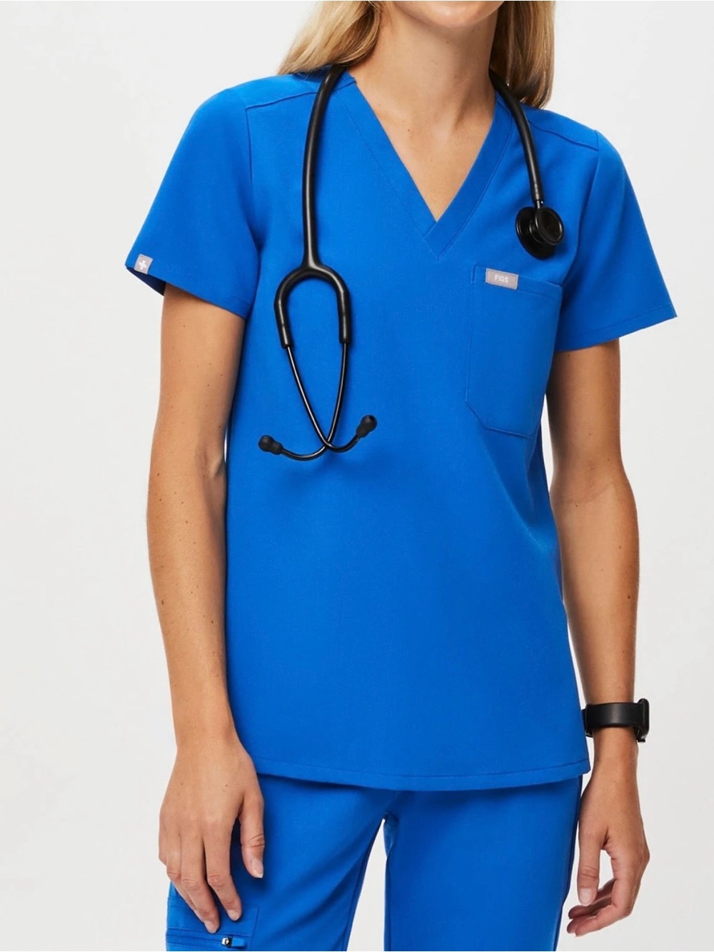 FIGS Royal Blue  Catarina V-Neck Scrub Top